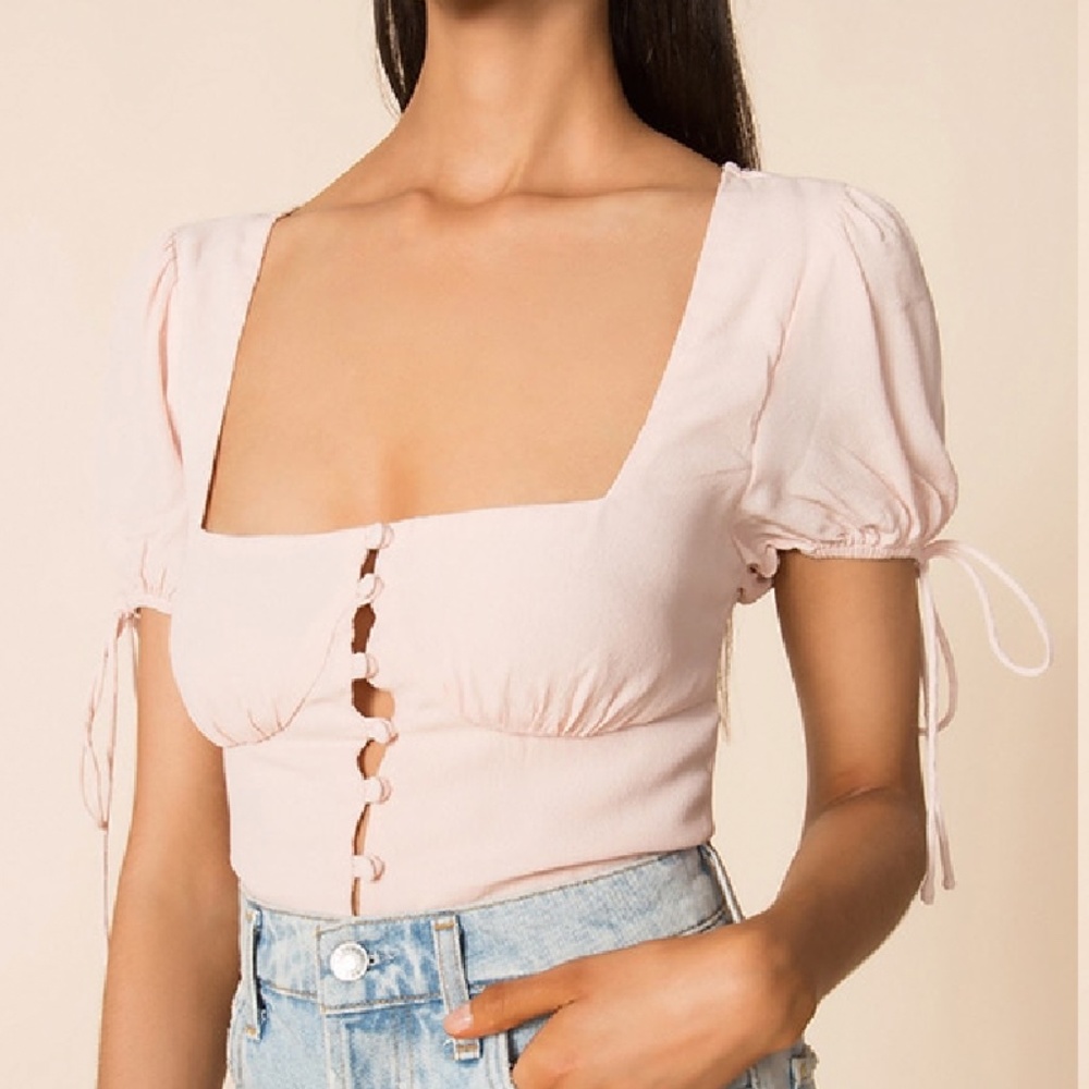 Superdown Rosa Button Up Crop Top